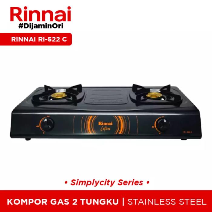 Gambar Rinnai Kompor Gas 2 tungku RI 522C , RI 522E , RI 522S ORIGINAL SNI - RI-522C, +SELANG REGLTR dari SAN DISTRIBUTOR_NEW undefined Tokopedia
