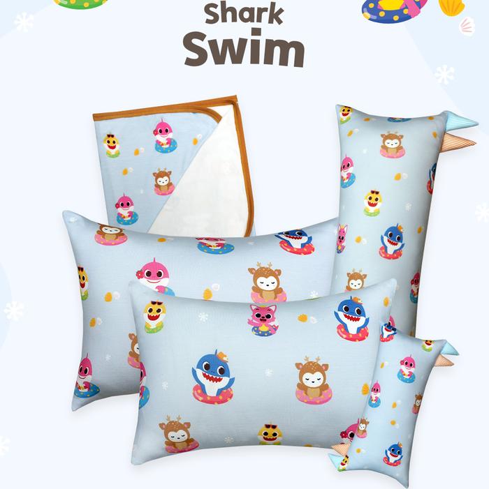 Gambar SARUNG/COVER GULING BANTAL HIKARUSA BABYSHARK MEDIUM|SARUNG TENCEL - SHARK SWIM, Bantal dari Hellomomandbaby official distributor hikarusa undefined Tokopedia