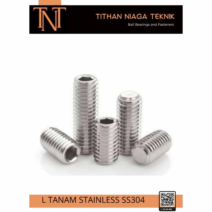 Gambar Baut L tanam stainless m6x15 drat 1.0 ss 304 / set screw m6 x 15 mm dari Tithan Niaga Teknik undefined Tokopedia