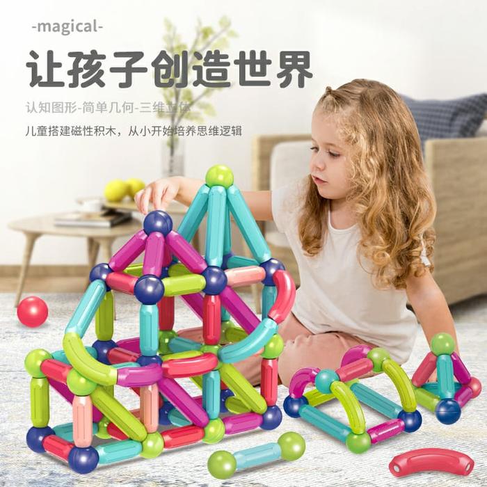 Gambar Mainan Edukasi Anak DIY Magnetic Sticks Toys & Balls / Sensory Stick - 25pcs dari Olive Tree Indonesia undefined Tokopedia