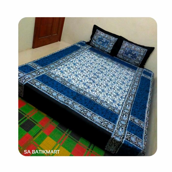 Gambar Sprei Batik Cuwiri Size 180x200 - Biru dari SA Batikmart undefined Tokopedia