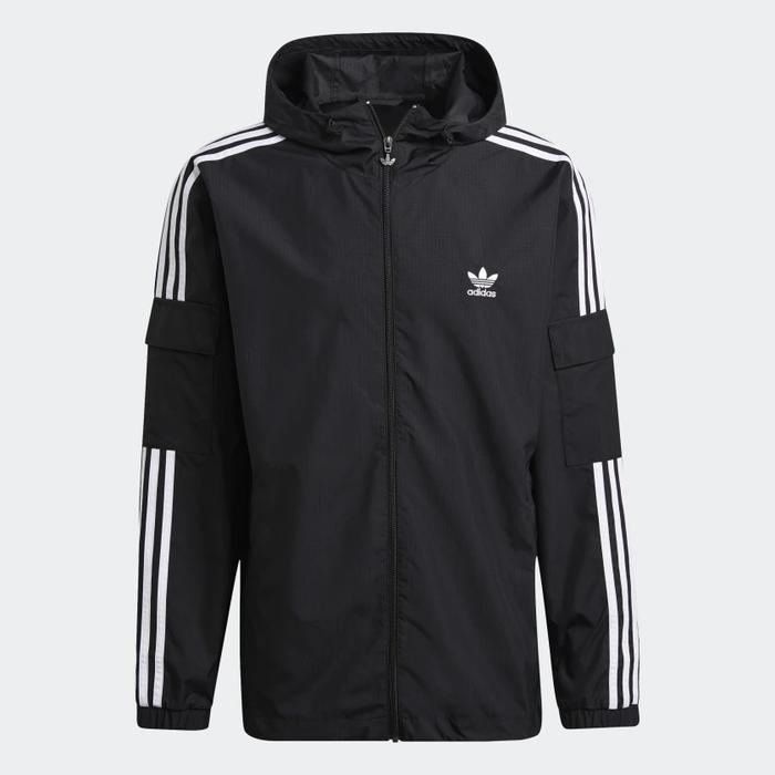 Gambar Jaket Windbreaker adidas Originals 3-STRIPES WB Full Zip Jacket Hoodie - Black, XL dari Tokotuan.ny undefined Tokopedia