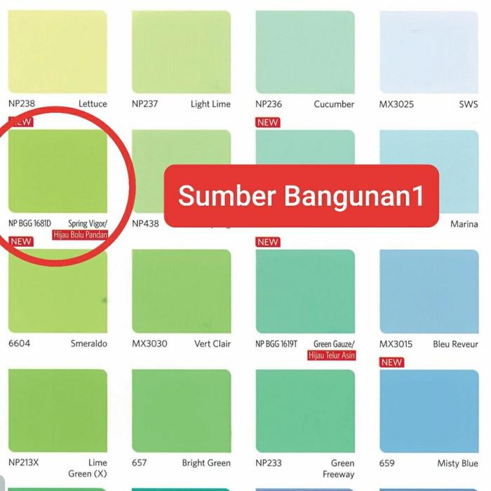 Gambar Vinilex Pro 1000 4.5 kg 1 gallon Warna cat dinding tembok nippon paint - Spring Vigor dari Sumber.bangunan1 undefined Tokopedia