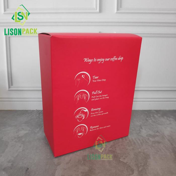 Gambar Kemasan Box Coffee | Box Drip Sachet |Box Sachet | Kemasan Box Warna - Merah dari Lison Pack undefined Tokopedia