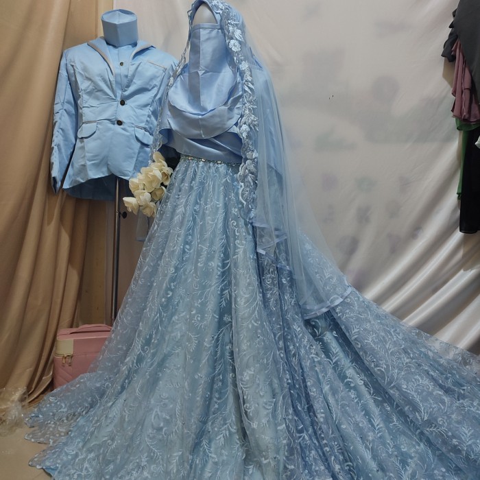 Dress pengantin baby blue hotsell