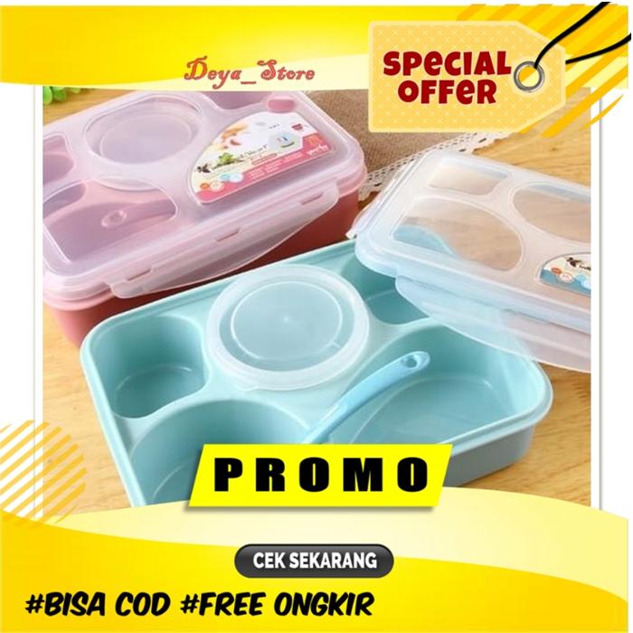 Gambar Lunch Box Set Anti Tumpah Yooyee Tempat Bekal Makan 5 Sekat Bento dari Deya Storee undefined Tokopedia