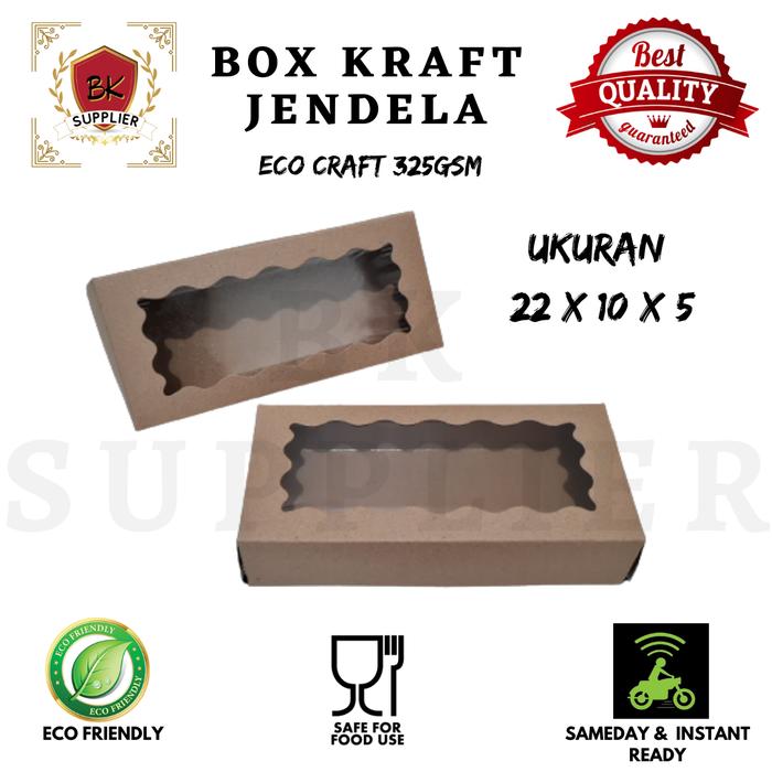 Gambar Box Kraft Jendela 1pcs / Box Brownies / Box Donat / Box Martabak - Gelombang 22x10 dari BKSupplier undefined Tokopedia