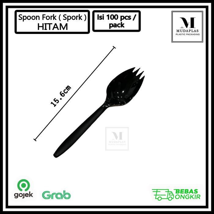Gambar Spork Sendok Garpu Plastik Steril Higienis isi 100 pcs - Hitam dari Mudaplas undefined Tokopedia