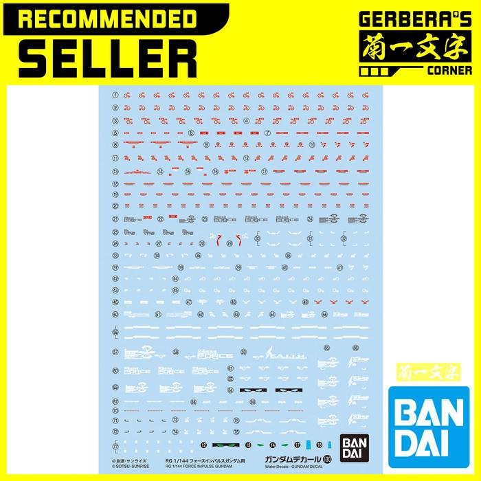 Gambar Water Decal / Gundam Decal No 130 RG Force Impulse Gundam - Bandai dari Gerbera's Corner undefined Tokopedia