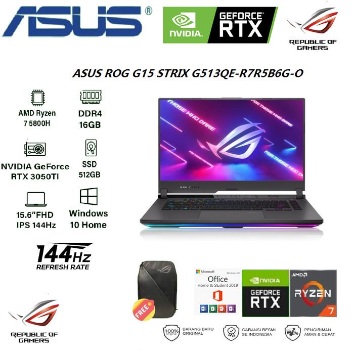 Jual LAPTOP GAMING ASUS ROG G513QE AMD R7-5800H 16GB 512GB SSD