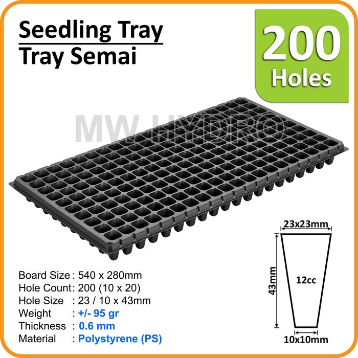 Gambar Tray Semai / Seedling Tray - 200 lubang - 0.6 mm dari MW Hydro undefined Tokopedia
