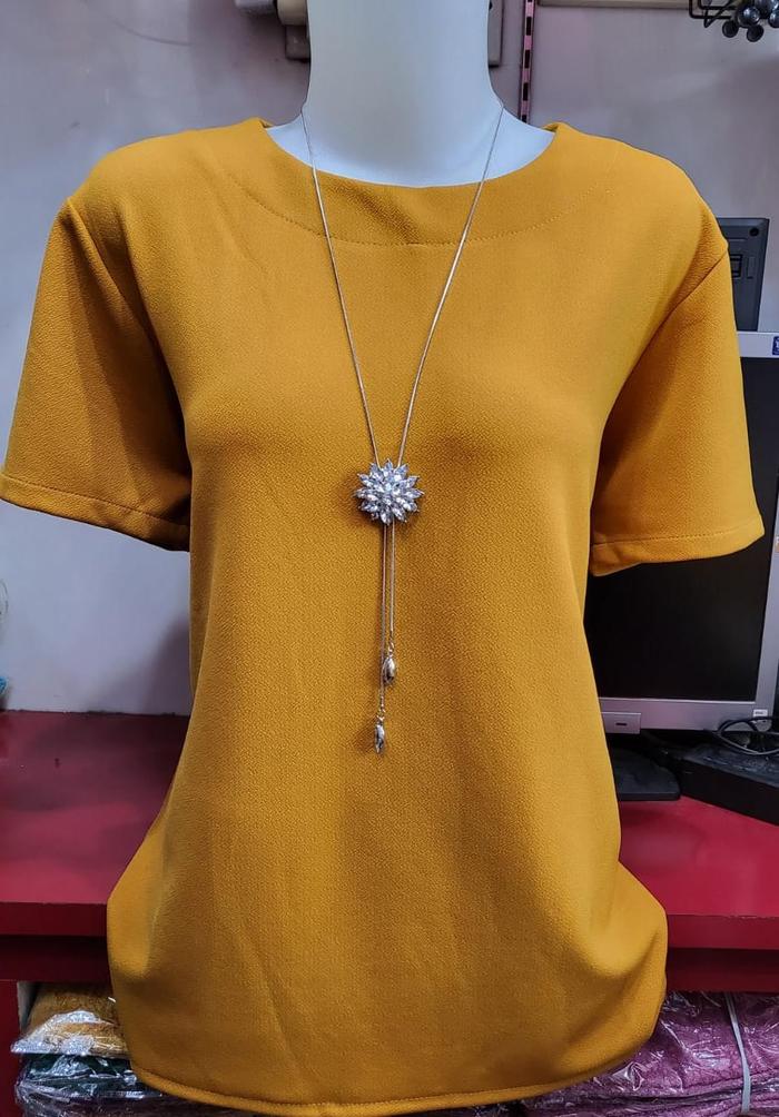 Gambar Atasan Polos Crepe Import - Kuning dari Aneka Trends undefined Tokopedia
