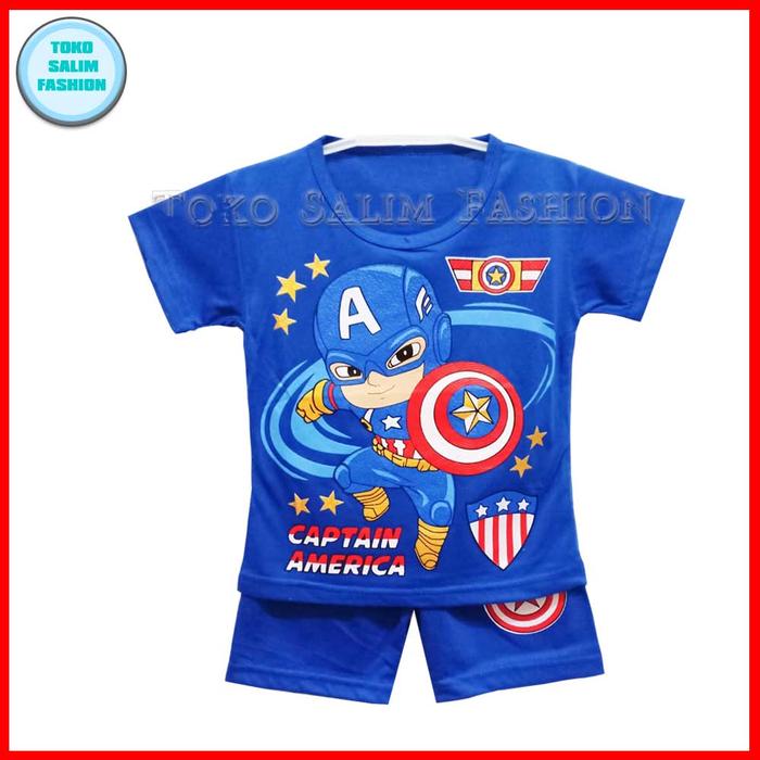 Gambar setelan baju anak laki-laki motif karakter captain america 1-10 tahun - XXL dari Toko Salim Fashion undefined Tokopedia