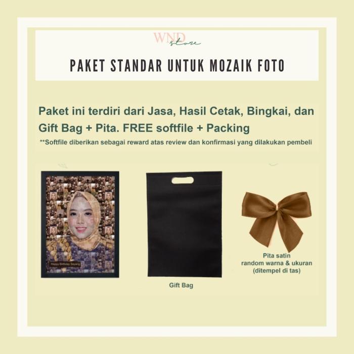 Gambar Custom Edit Foto Mozaik Mosaic + Cetak dan Bingkai A3/ 12R + FREE BAG - Paket Standar dari wnddesign undefined Tokopedia