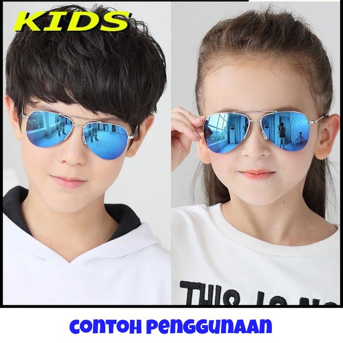 Gambar Kacamata anak aviator hitam sunglasses mirror laki / perempuan murah - Biru dari Alfa Kirani Shop undefined Tokopedia