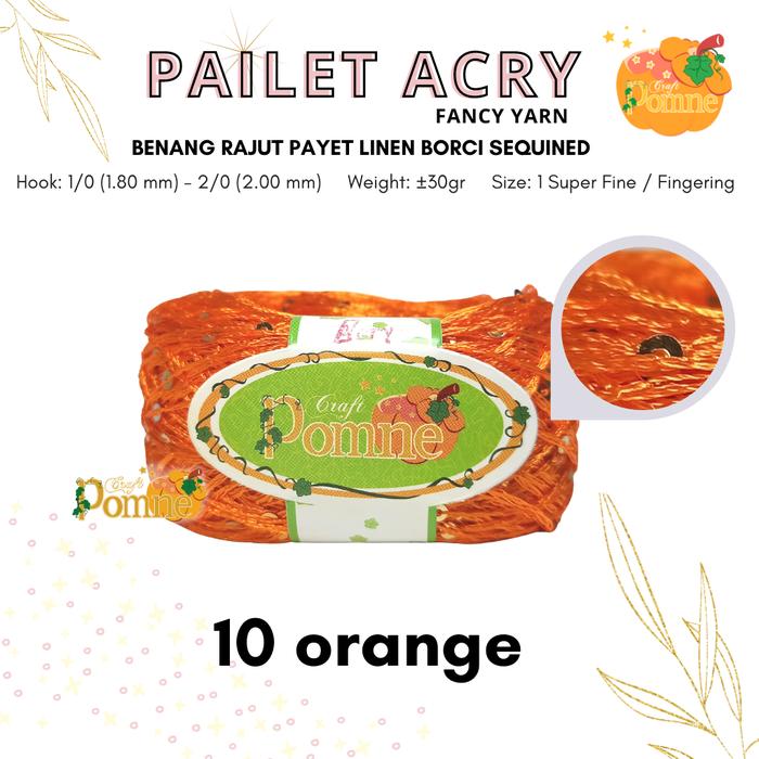 Gambar FANCY YARN: PAILET ACRY - Benang rajut payet Linen Borci Sequined - 10 Orange dari POMNE CRAFT undefined Tokopedia