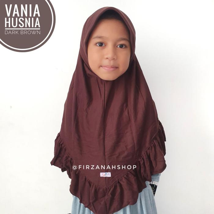 Gambar [4-6 th] Jilbab Anak Husnia size M-Model Curly Lancip by Vania - Dark brown dari Vania Muthi Depok undefined Tokopedia