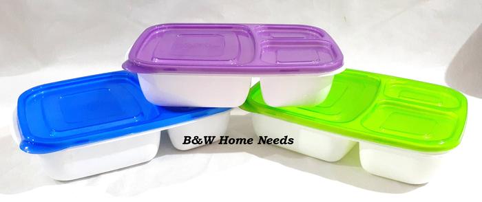 Gambar Ompreng / Tempat Makan / Lunch Box Murah 3 Sekat Foodgrade - Ungu dari B&W Home Needs undefined Tokopedia