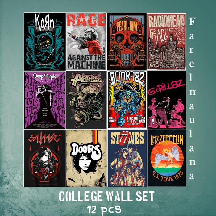 Gambar college wall kit band poster aesthetic  - isi 12 pcs - Ukuran A4 - D dari Fast Supply.co undefined Tokopedia