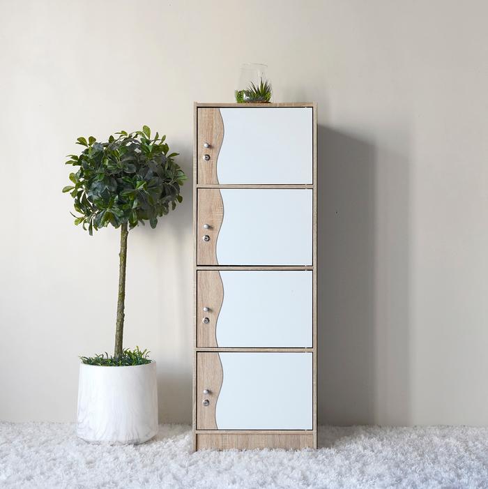 Gambar Lemari Rak Buku Locker Uni Home 4 Susun Assolock 4P - Sonoma Oak dari Uni Home Furniture undefined Tokopedia