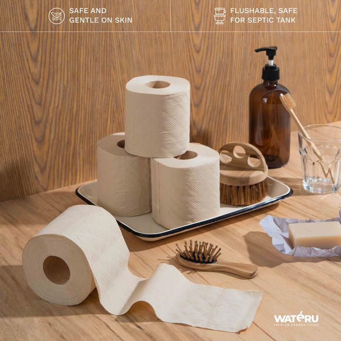 Jual Wateru Premium Bamboo Tissue - 1pack Toilet Roll 6s+1pack Travel ...