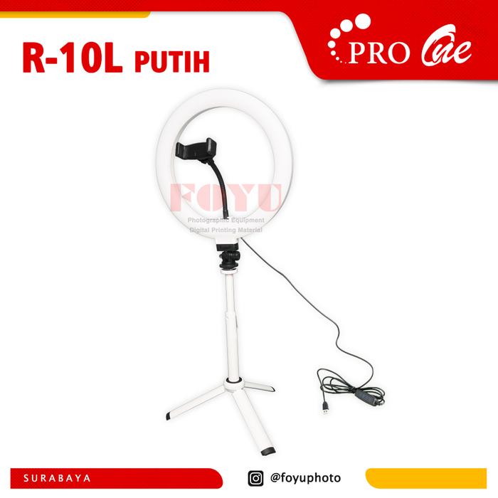 Gambar LED Bi-Color 10 Inch Vlogger Ring Light With Mini Tripod Pro One R-10L - R-10L Putih dari Foyu Photo undefined Tokopedia