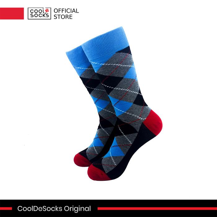 Gambar CoolDeSocks Original | Kaos Kaki Motif - Checkered Vintage - Blue dari CoolDeSocks undefined Tokopedia