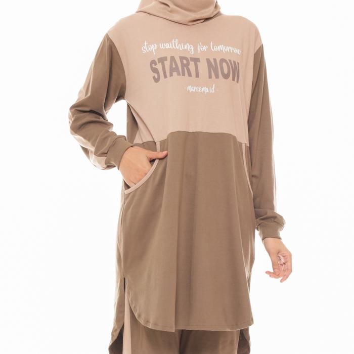 Gambar Setelan Olahraga Wanita Jumbo Kekinian Muslimah Katun Combed 20s Baju Celana  Sport  Hitam Muslim - Coklat, M fit to L dari Mareema undefined Tokopedia