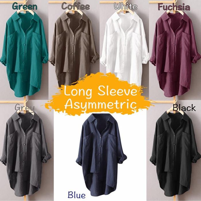 Gambar LONG SLEEVE ASYMMETRIC / PAKAIAN WANITA MURAH / ATASAN WANITA / OOTD - green dari Lifefashion.id undefined Tokopedia