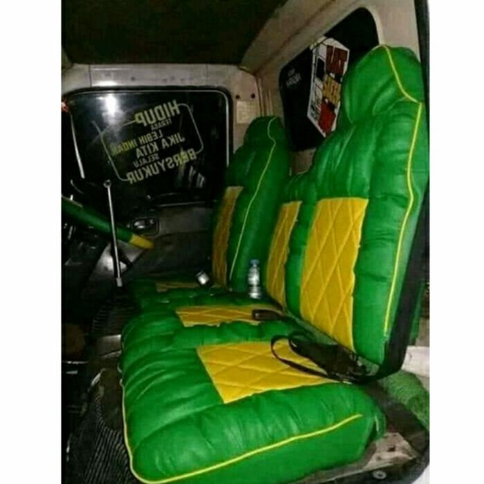 Gambar sarung jok model sofa isuzu traga+atap plafon bonus setir - hijau kuning, model sofa dari dyan cover jok undefined Tokopedia