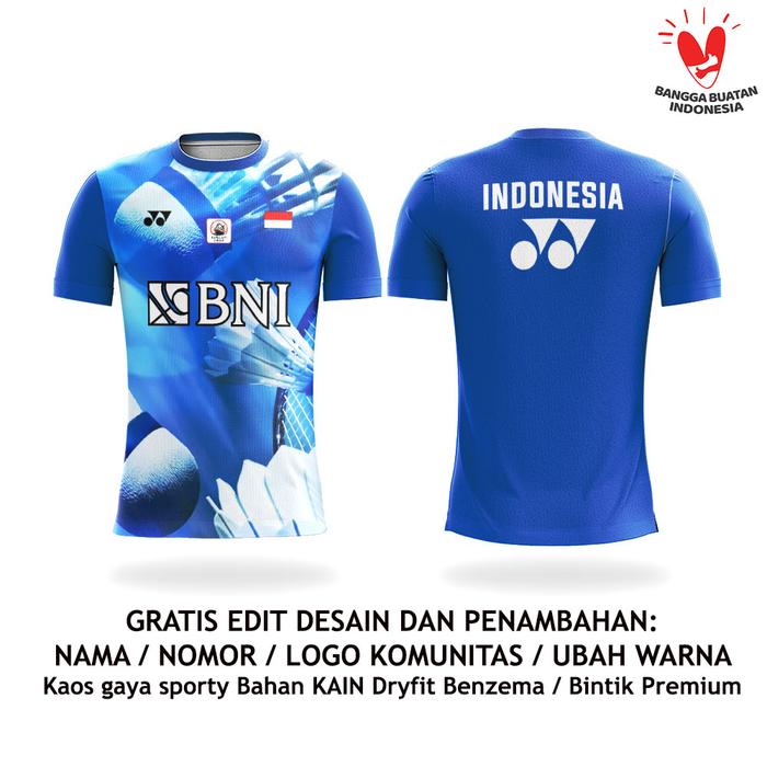 Jual baju badminton jersey bulutangkis desain biru custom