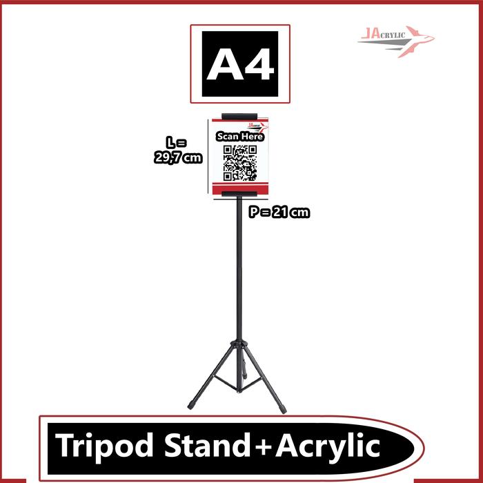 Gambar Tripod Banner / Tripod Stand Display / Tiang Barcode Peduli Lindungi - Tripod + A4 akr dari Jet Indo Acrylic undefined Tokopedia
