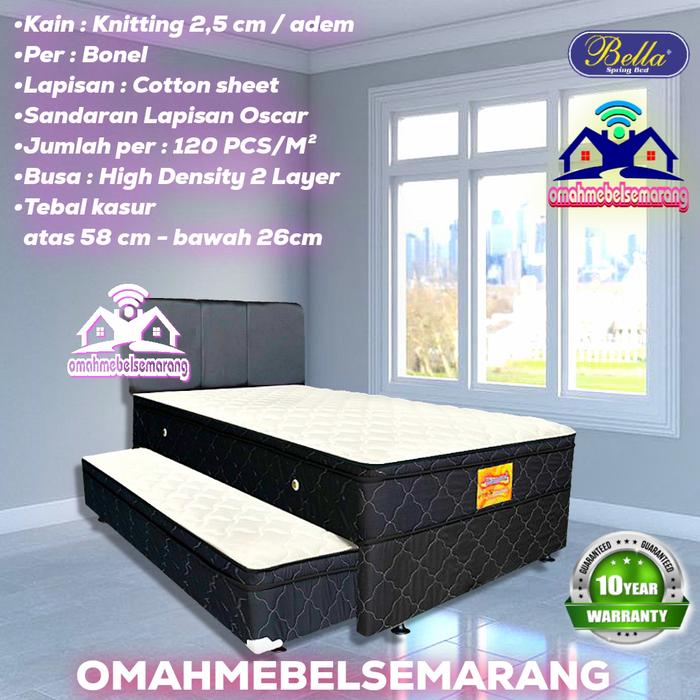 Springbed 2in1 BELLA DIAMOND Kasur Sorong Minimalis HITAM PUTIH