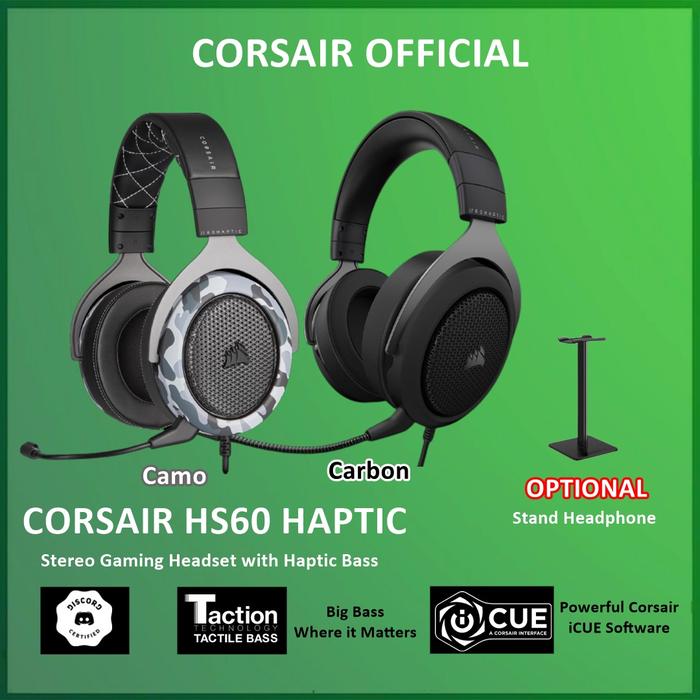 Corsair HS60 HAPTIC Stereo Gaming Headset Headphone HS 60 Haptic Bass  Camo Only - Technical View