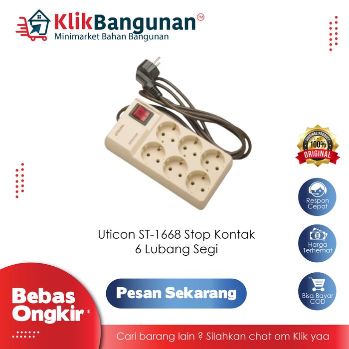 Gambar Colokan Listrik / Stop Kontak 4 Lubang Persegi Uticon 1002627 - 6 Lubang dari klik bangunan official undefined Tokopedia