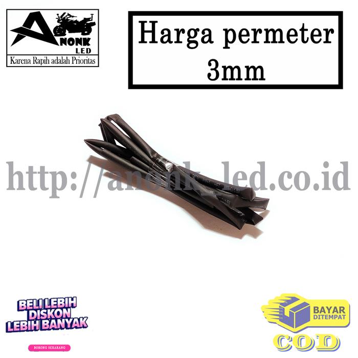 Gambar 1Meter Solasi Bakar Hitam / Heatshrink Tube / Selongsong Kabel Bakar - 3mm dari Anonk LED undefined Tokopedia
