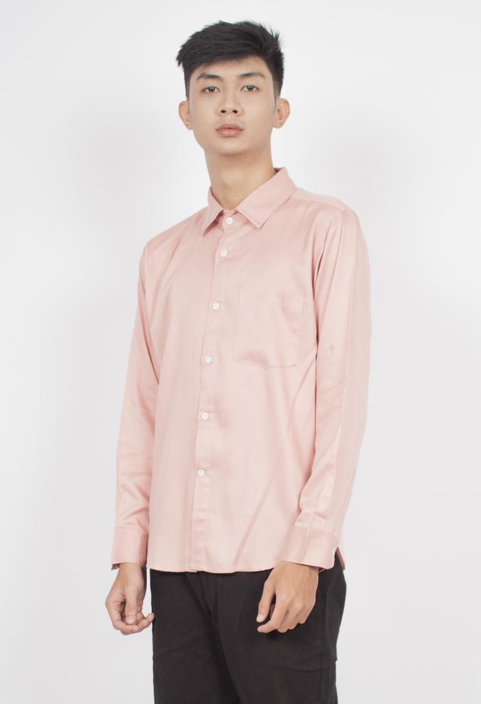 Gambar FortKlass Mosco Blus Pink Baju Kemeja Polos Pria Lengan Panjang - S dari Fortklass undefined Tokopedia