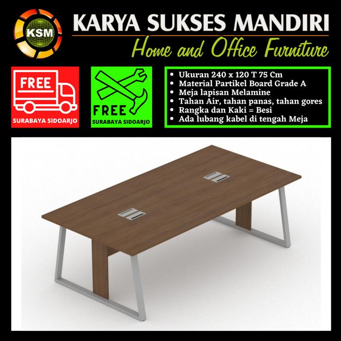 Gambar Meja Meeting Rapat Meja Kerja Staff Kantor 4 - 6 Orang 240 Kaki Besi - Walnut dari karyasuksesmandiri_NEW undefined Tokopedia