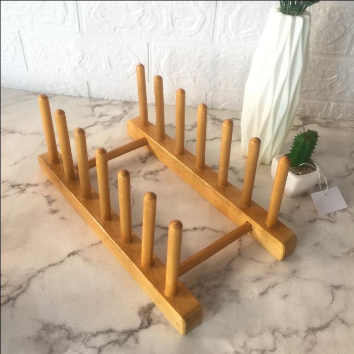 Gambar Rak piring/Dish Rack/Rak Susun Piring Kayu - mangkok 6 slot dari Gudang elektronik undefined Tokopedia