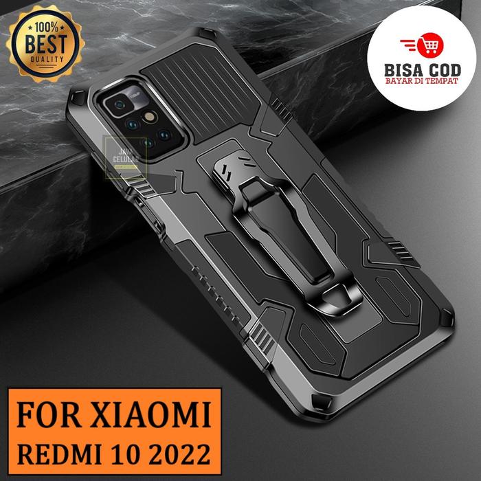 Gambar Xiaomi Redmi 10 2022(6,5 Inch) Hard Case KickStand Clip Rugged Armor - Hitam dari Java Acc Store undefined Tokopedia