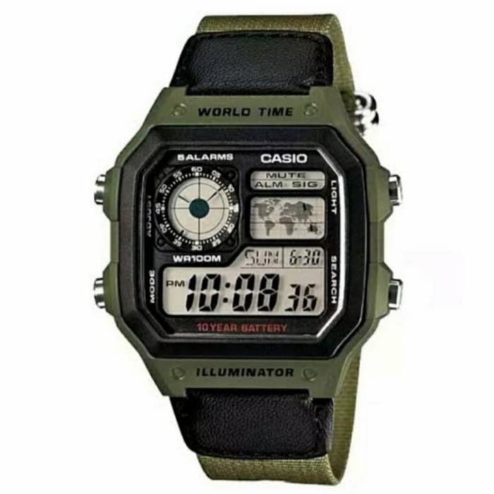 Gambar Casio Digital Jam Tangan Pria Tali Canvas Hijau AE-1200WHB-3B Original - AE-1200WHB-3B dari Ogytashop undefined Tokopedia