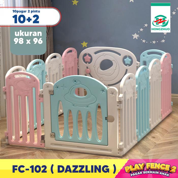 Gambar Hongzhuo Pagar Anak Pagar Bayi BabyFence Import Kokoh Bisa Dilipat Des - RAINBOW, 10+2 dari Hongzhuo Official Shop undefined Tokopedia