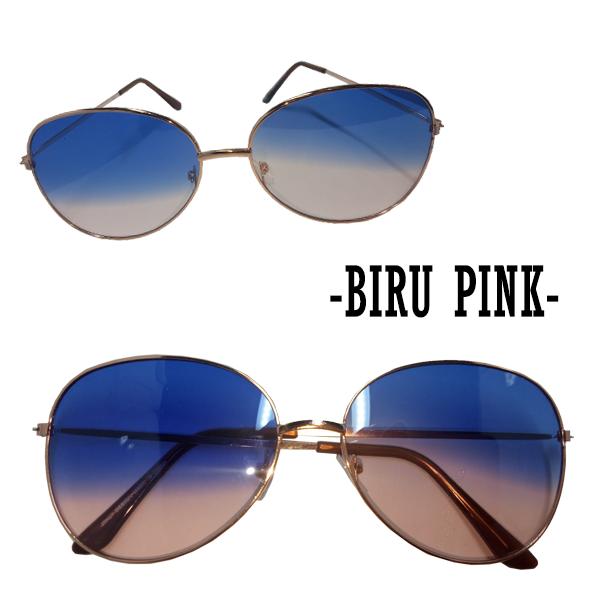 Gambar Kacamata Fashion Wanita Dan Pria Gaya Santai Anti UV Gradasi warna - BIRU PINK dari Micci Fashion undefined Tokopedia