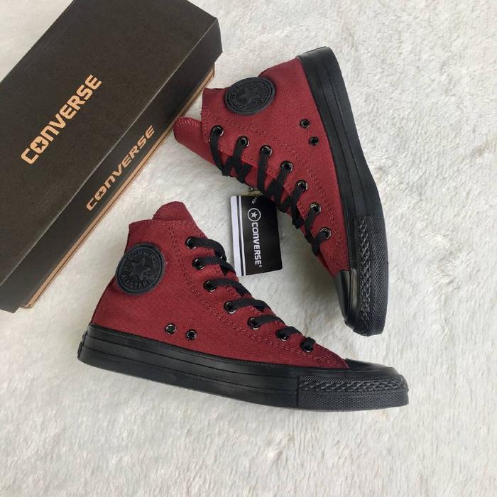 Jual Sepatu Converse All Star CT High Maroon Hitam Sneakers Pria