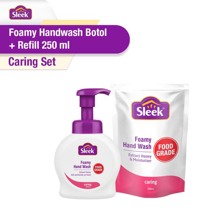 Gambar Sleek Foamy Hand Wash Caring Bottle 250ml + Pouch 250ml Set dari Sleek Baby Store undefined Tokopedia