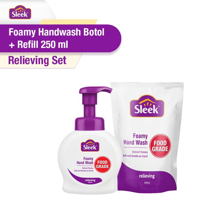Gambar Sleek Foamy Hand Wash Relieving Bottle 250ml + Pouch 250ml Set dari Sleek Baby Store undefined Tokopedia