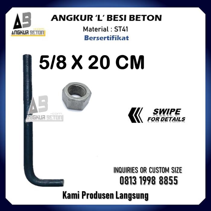 Gambar ANGKUR BETON L ST41 5/8"X200 - 1 MUR dari ANGKUR BETON undefined Tokopedia