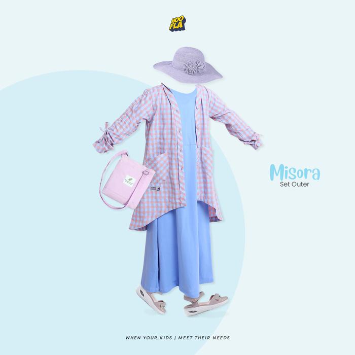 Gambar Setelan Outer anak perempuan remaja Gamis + Outer Kotak / Outwear Anak - Biru Pink, XXL dari Isana_id undefined Tokopedia