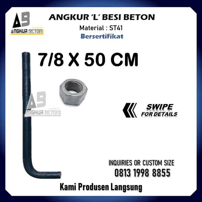 Gambar ANGKUR BETON L ST41 7/8"X500 - 1 MUR dari ANGKUR BETON undefined Tokopedia