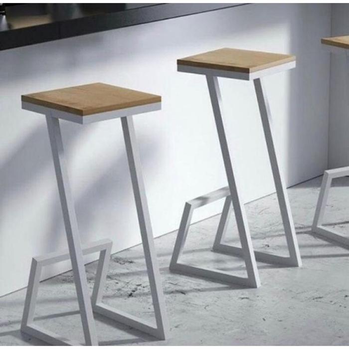 Gambar Bangku Kayu Besi Kursi Cafe Estetik Serbaguna - Putih, Tinggi 70cm dari Cilee Store undefined Tokopedia